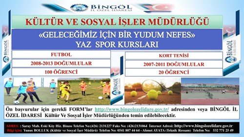 Yaz Spor Kursları Açılıyor.